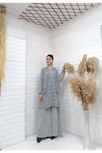 Kapşonlu Cep Detaylı Püsküllü Salaş Tunik