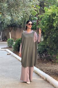 kapşonlu salaş penye tunik haki