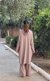 kapşonlu salaş penye tunik haki