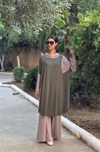 kapşonlu salaş penye tunik haki