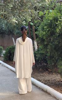 kapşonlu salaş penye tunik indigomavi