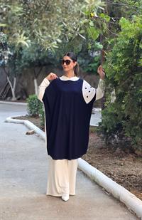 kapşonlu salaş penye tunik lacivert