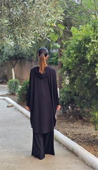 kapşonlu salaş penye tunik vizon