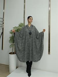 Kapüşonlu Panço Antrasit