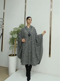 Kapüşonlu Panço Antrasit