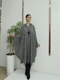 Kapüşonlu Panço Antrasit