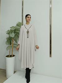 Kapüşonlu Panço Krem