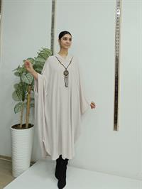 Kapüşonlu Panço Krem