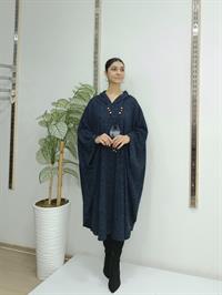 Kapüşonlu Panço Lacivert