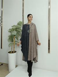 Kapüşonlu Panço Vizon Antrasit