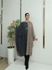 Kapüşonlu Panço Vizon Antrasit