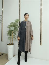 Kapüşonlu Panço Vizon Antrasit