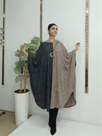 Kapüşonlu Panço Vizon Antrasit