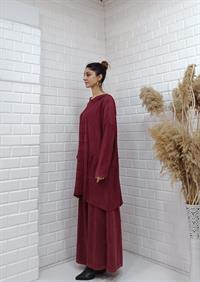 kapüşonlu salaş tunik bordo