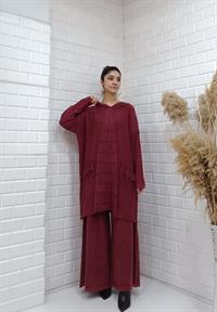 kapüşonlu salaş tunik bordo