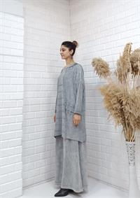 kapüşonlu salaş tunik gri