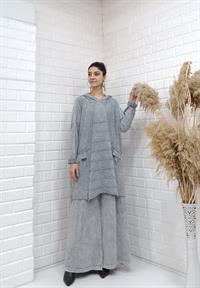 kapüşonlu salaş tunik gri