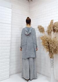 kapüşonlu salaş tunik gri