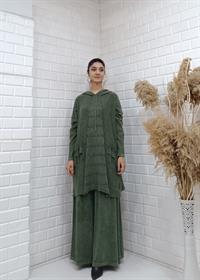 kapüşonlu salaş tunik hakiyeşil