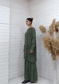 kapüşonlu salaş tunik hakiyeşil