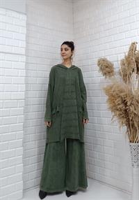 kapüşonlu salaş tunik hakiyeşil