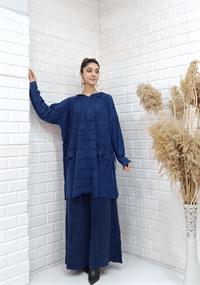 kapüşonlu salaş tunik lacivert