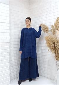 kapüşonlu salaş tunik lacivert