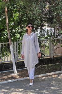 keten dümeli gömlek