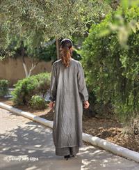 keten etnik fermuarlı ferace antrasit