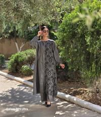 keten etnik fermuarlı ferace antrasit