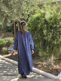 keten etnik fermuarlı ferace lacivert