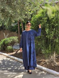 keten etnik fermuarlı ferace lacivert