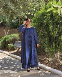 keten etnik fermuarlı ferace lacivert