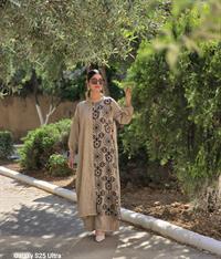 keten etnik fermuarlı ferace taş rengi