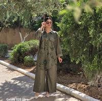 keten etnik gömlek haki yeşil