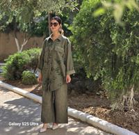 keten etnik gömlek haki yeşil