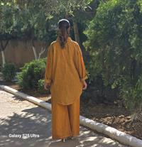 keten etnik gömlek hardal