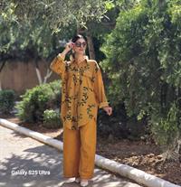 keten etnik gömlek hardal