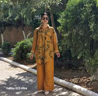 keten etnik gömlek hardal