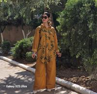 keten etnik gömlek hardal