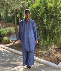 keten etnik gömlek lacivert