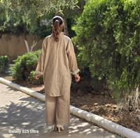 keten etnik gömlek taş rengi