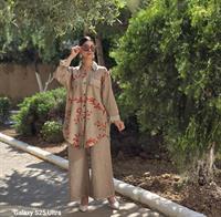 keten etnik gömlek taş rengi