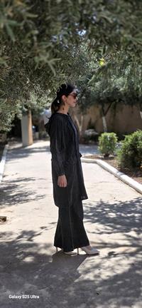 Keten kapüşonlu spor tunik-Antrasit