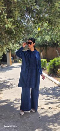 Keten kapüşonlu spor tunik-Lacivert