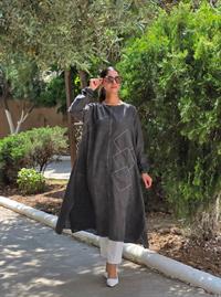 keten salaş peçvörtlü tunik antrasi