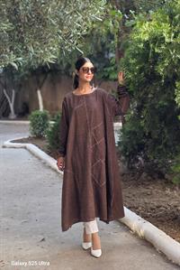 keten salaş peçvörtlü tunik kahverengi