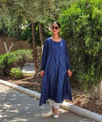 keten salaş peçvörtlü tunik lacivert