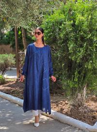 keten salaş peçvörtlü tunik lacivert