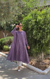 keten salaş peçvörtlü tunik mor